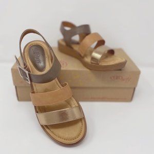 Eurosoft Nadalie Pale Olive/Luggage/Gold. Size 8